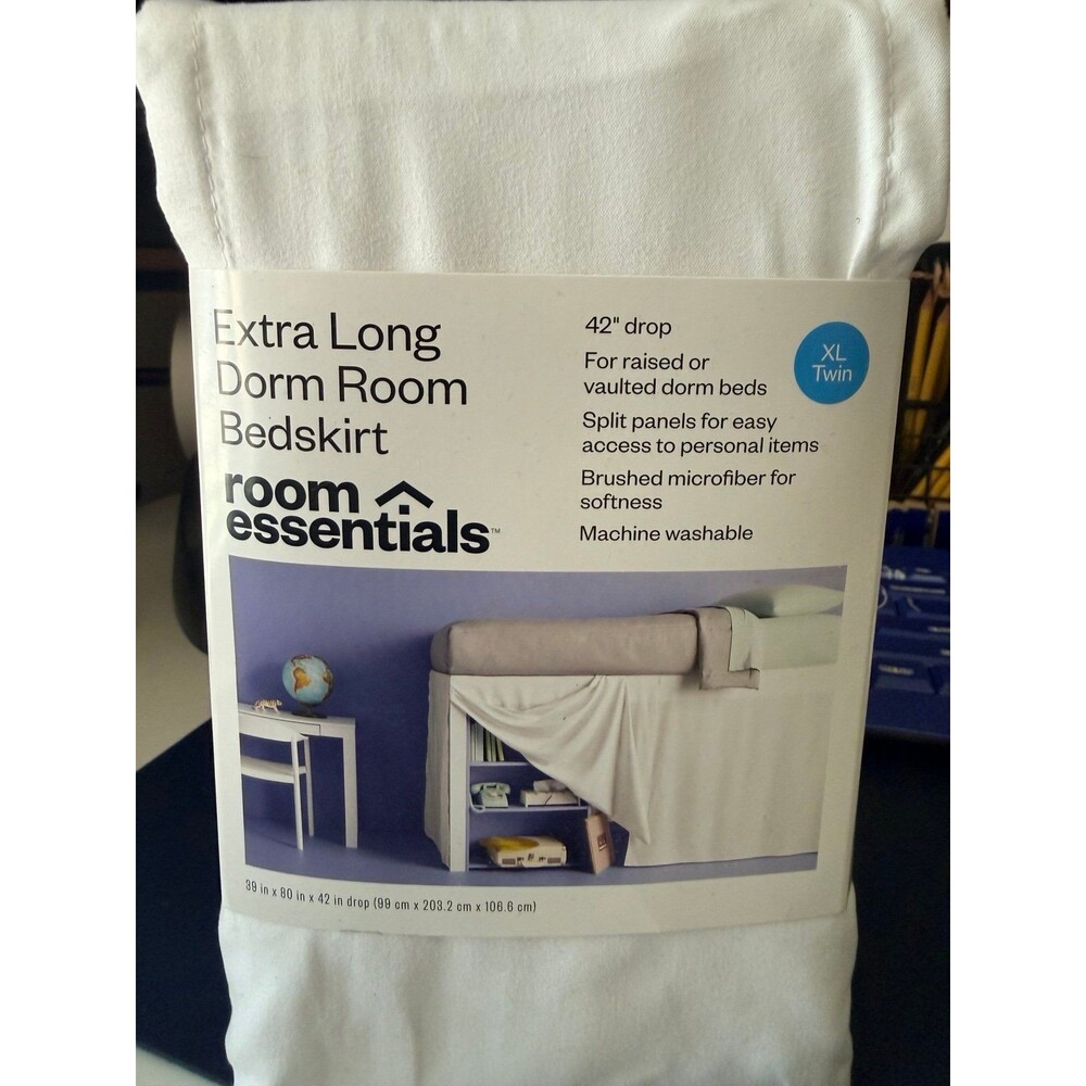 Extra Long Dorm Room Bedskirt 42” drop XL Twin